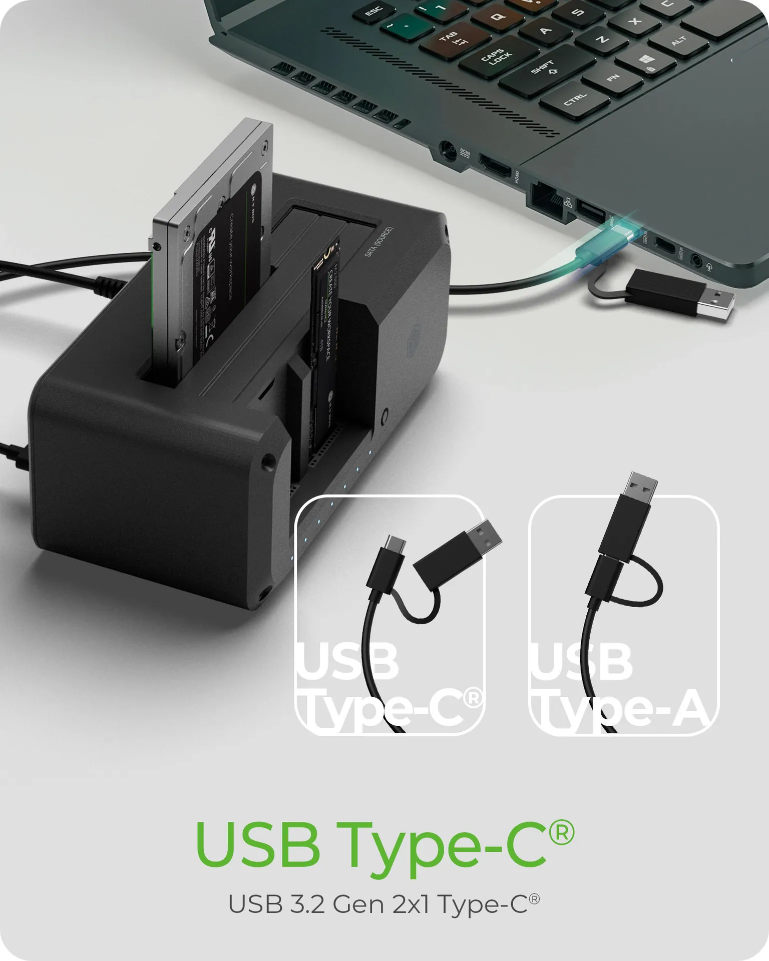 ICY BOX IB-2924MSCL-C31, Docking & CloneStation, klont 1x 2,5"/3,5" zu 1x M.2 NVMe & M.2 NVMe zu M.2 NVMe, erkennt 3x Laufwerke über USB-C®/-A Host 10 Gbit/s – Bild 6