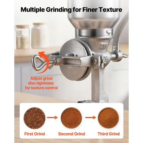 VEVOR Getreidemühle Manuell aus Gusseisen, Handkurbel Kornmühle mit Hohem Trichter & Stabiler Tischklemme, Malzmühle Kaffeemühle Gewürzmühle für Kaffeebohnen Gewürze Weizen Mais Nüsse, Küchenhelfer – Bild 3