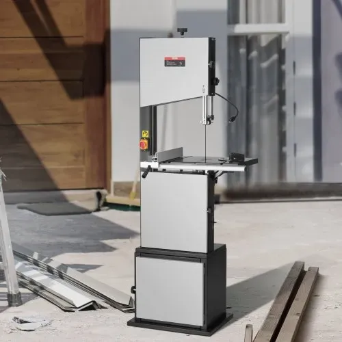 VEVOR Bandsäge mit Ständer, 9,65 Zoll, 506 U/min / 920 U/min, Tischbandsäge mit zwei Geschwindigkeiten, 370 W, 1/2 PS-Motor, 6 Zoll Schnitthöhe, 72,13 Zoll Sägeblattlänge, mit Anschlag und Gehrungsanschlag, für die Holzbearbeitung von Aluminium und Kunststoff – Bild 7