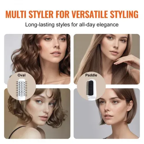 VEVOR Haartrockner, Ionen-Haartrocknerbürste, 110.000 U/min Airstyler mit Oval- & Paddelbürste, 4 Temperatur- & 3-Geschwindigkeits-Föhnbürsten-Styling-Tool für Trocknen, Volumengebendes Glätten – Bild 3