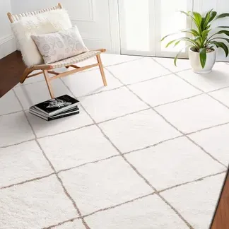VEVOR Kurzflor Teppich 3048 x 2438 mm, kuscheliger Wohnzimmerteppich, Bodenteppich für Wohnzimmer, Schlafzimmer, Arbeitszimmer, fusselfrei und mit rutschfester TPR-Unterseite, weiß VEVOR Kurzflor Teppich 3048 x 2438 mm, kuscheliger Wohnzimmerteppich, Bodenteppich für Wohnzimmer, Schlafzimmer, Arbeitszimmer, fusselfrei und mit rutschfester TPR-Unterseite, weiß