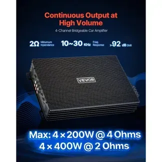 VEVOR Autoverstärker 4-Kanal, Endstufe Klasse AB Überbrückbar, Max. 4 x 200 W an 4 Ohm / 4 x 400 W an 2 Ohm, Hochleistungsverstärker für SUVs Pickups Geländewagen Mehrkanal-Audioverstärker VEVOR Autoverstärker 4-Kanal, Endstufe Klasse AB Überbrückbar, Max. 4 x 200 W an 4 Ohm / 4 x 400 W an 2 Ohm, Hochleistungsverstärker für SUVs Pickups Geländewagen Mehrkanal-Audioverstärker