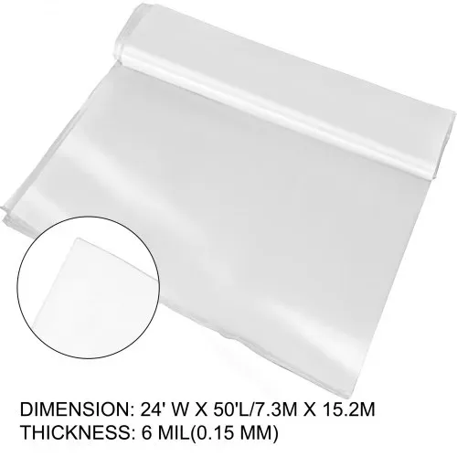 VEVOR PE Gewächshausfolie 7,3 M Länge x 15,2 M Breite Transparent Treibhausfolien, 0,15 mm Dicke Folientunnel, reißfeste Gartenfolien aus Polyethylen als Plastikfolien für Abdeckungen im Außenbereich – Bild 7