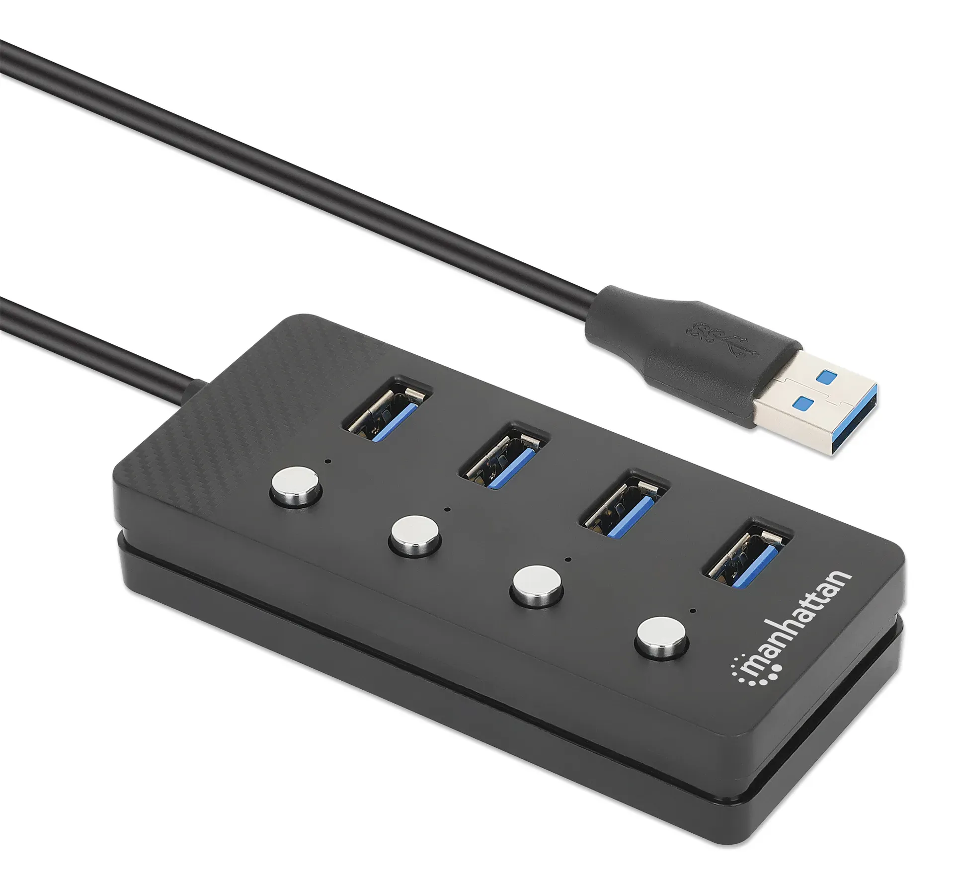 Manhattan 180887 Schnittstellen-Hub USB 3.2 Gen 1 (3.1 Gen 1) Type-A 5000 Mbit/s Schwarz – Bild 2