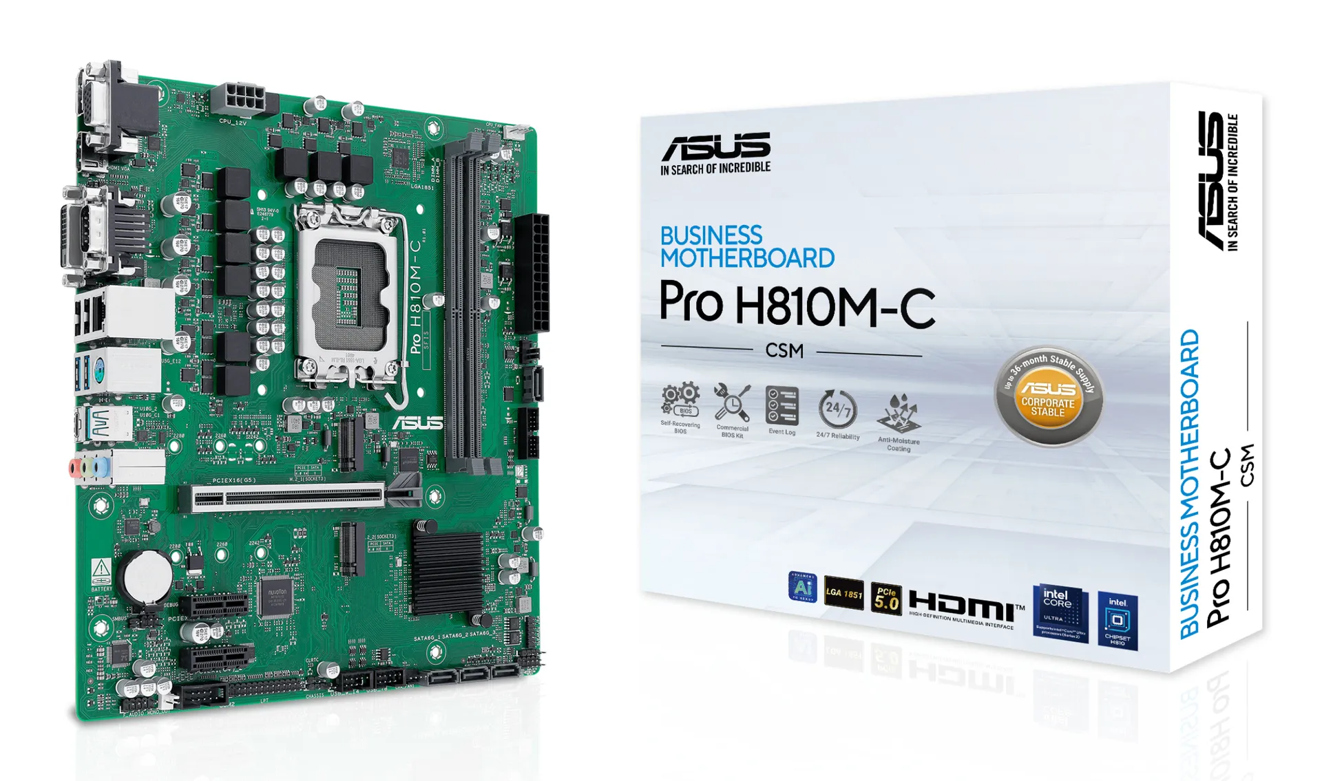 ASUS PRO H810M-C-CSM Intel H810 LGA 1851 (Socket V1) micro ATX ASUS PRO H810M-C-CSM Intel H810 LGA 1851 (Socket V1) micro ATX