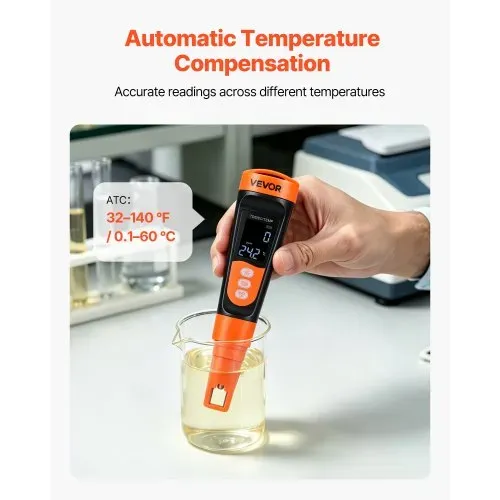 VEVOR TDS-Messgerät, Messbereich 0–9990 ppm, EC/TDS-Mehrparametermessung, Digitales Wassermessgerät mit Automatischer Zeitregelung, Übersichtliches VA-Display, für Trinkwasserqualitätsprüfung – Bild 2