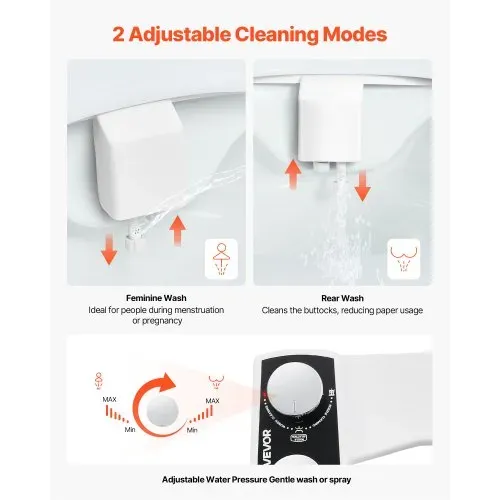 VEVOR Bidetaufsatz ultradünner Toilettensitz-Aufsatz mit 2 einziehbaren Düsen & einstellbarem Wasserdruck, nicht elektrischer Kaltwassersprüher für die Wasserwäsche vorne & hinten WC-Aufsatz VEVOR Bidetaufsatz ultradünner Toilettensitz-Aufsatz mit 2 einziehbaren Düsen & einstellbarem Wasserdruck, nicht elektrischer Kaltwassersprüher für die Wasserwäsche vorne & hinten WC-Aufsatz