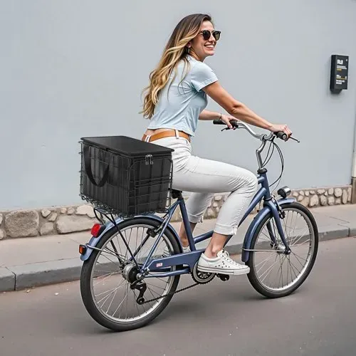 VEVOR Fahrradkorb Hinten 340x210x225mm, faltbarer Hinterradkorb mit Gepäcknetz, herausnehmbarer Innentasche & Abdeckung, Gepäckträgerkorb zum Transport von Hunden, Haustieren, Obst & Lebensmitteln – Bild 7