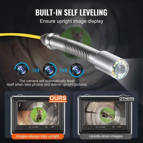 VEVOR Kanalkamera mit 512-Hz-Ortungsgerät, 30 m, selbst nivellierende Rohrinspektionskamera mit 9-Zoll-1080P-HD-Bildschirm, 36-fachem Zoom, Rohrkamera mit 12 LEDs, 32 GB SD-Karte, Endoskop Kanalrohre – Bild 2