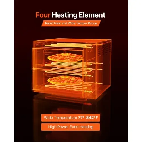 VEVOR elektrischer Pizzaofen für 457 mm Pizza 2500 + 2500 W Pizzabackofen bis 450 °C, Pizzamaker mit Zeit- und Temperaturregelung & Doppelkammer, Pizzabackmaschine Pizzamaschine multifunktional – Bild 2