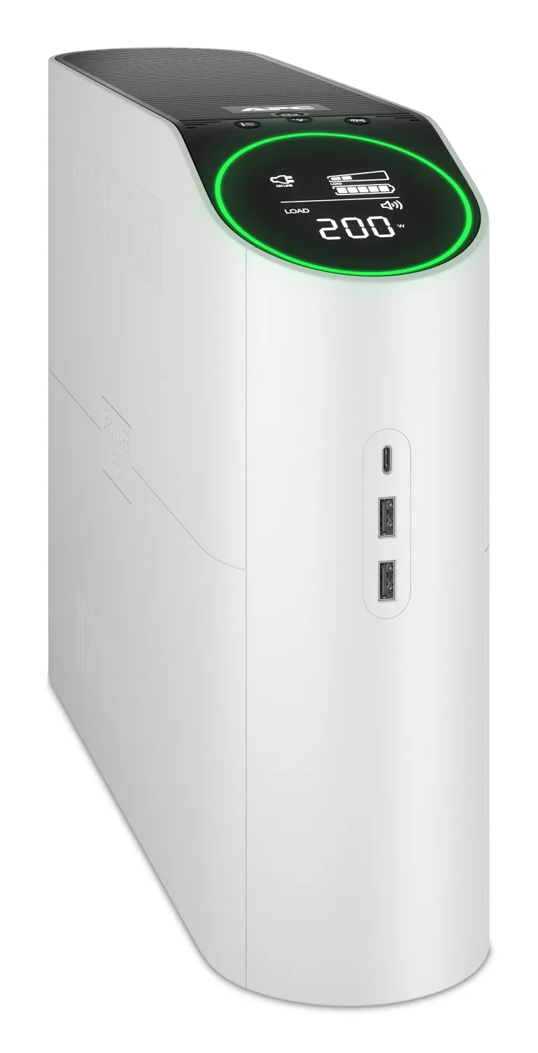 APC Back-UPS Pro, 2200VA/1320W, Tower, 230V, 4x Schuko- und 2x IEC C13-Ausgänge, RGB-Beleuchtung, reine Sinuswelle, Arctic (Weiß) – Bild 3