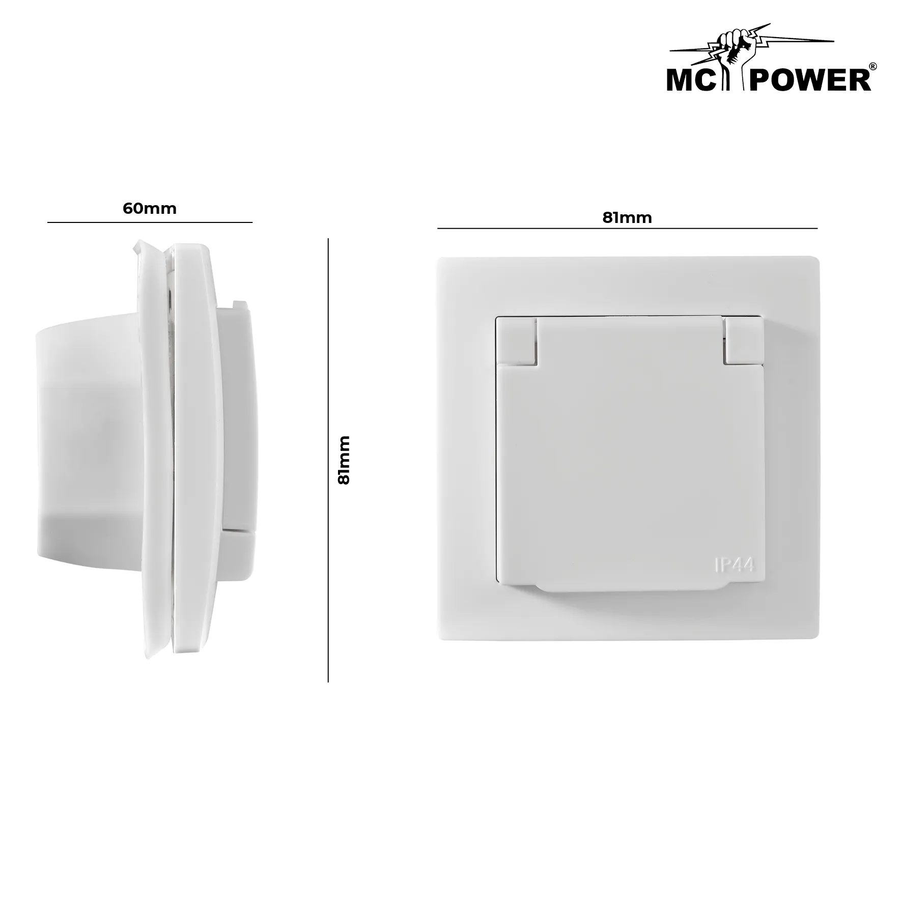 Schutzkontakt-Steckdose McPower ''Flair'', 250V~/16A, UP, IP44, weiß – Bild 4