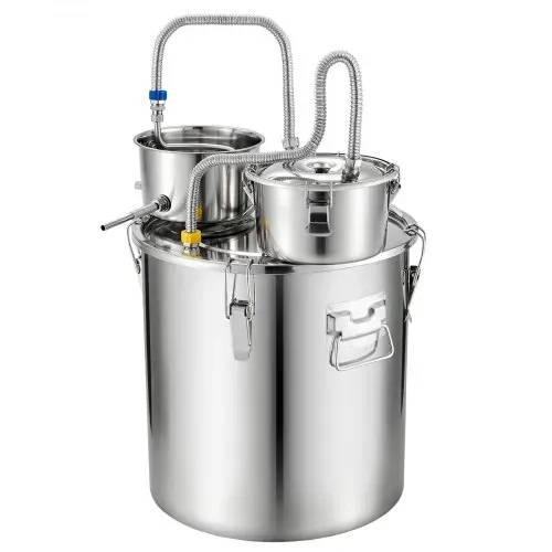 VEVOR Distillieranlage 50 L mit Thumper-Fass Wasserpumpe Thermometer Silber, Destillationsset mit Doppelskala-Thermometer für Whisky, Wein und Brandy, Destillierer-Heimbrauset für Hobby und Küche – Bild 8