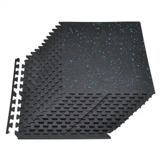 VEVOR 24 x Puzzlematte Bodenschutzmatte 610 x 610 x 14 mm, Hochdichte EVA-Schaumstoffmatte, Ineinandergreifende Fitnessmatte Gymnastikmatte Sportmatte, Trainingsmatte (Schwarz) mit Blauen Punkten VEVOR 24 x Puzzlematte Bodenschutzmatte 610 x 610 x 14 mm, Hochdichte EVA-Schaumstoffmatte, Ineinandergreifende Fitnessmatte Gymnastikmatte Sportmatte, Trainingsmatte (Schwarz) mit Blauen Punkten