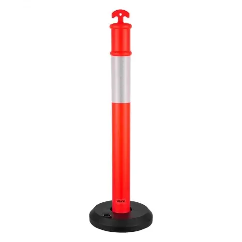 VEVOR Verkehrsleitpfosten Leitpfosten 2 Stk. (114 cm) mit befüllbarem Sockel & Reflektorstreifen, Warnpfosten für Baustellen, Parkplätze, Absperrpfosten zur Steuerung von Menschenmengen, rot – Bild 10
