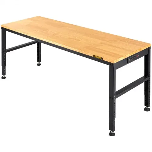 VEVOR Verstellbare Werkbank, 48" L x 20" B x 38,1" H Garagentisch mit 28,3"-38,1" Höhe und 2000 lbs Tragkraft, mit Steckdosen und Hartholzplatte und Metallrahmen und Fußpolstern, für Büro, Zuhause, Garage – Bild 9