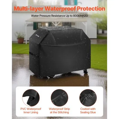 VEVOR Grillabdeckung Abdeckhaube Abdeckplane Grillhaube (1524 mm) für Außengrills, wasserdicht & wetterbeständig, strapazierfähiges 600D-Polyester, einfaches An- und Ausziehen, mit Klettbändern – Bild 2