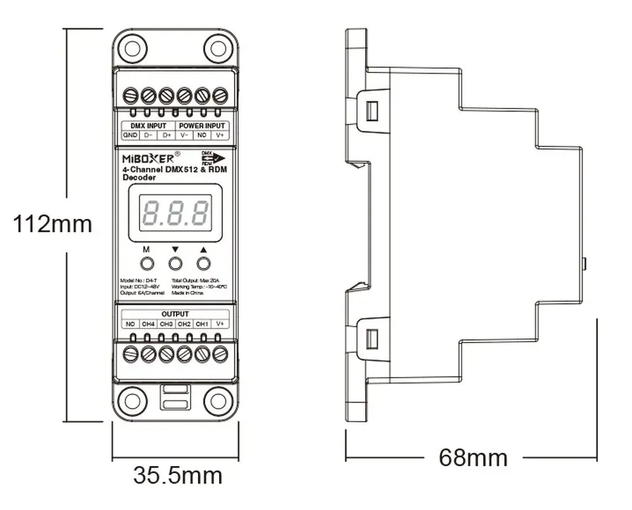 MiBoxer D4-T LED Controller DMX 4-Kanal für DIN-Schiene – Bild 5