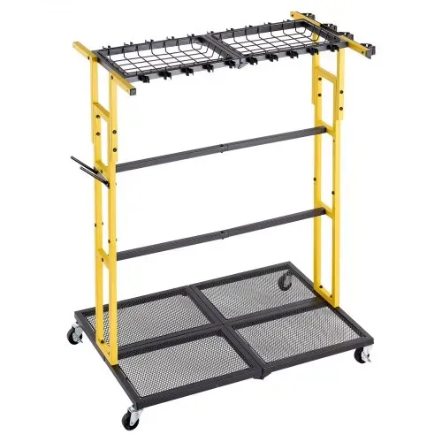 VEVOR Gartengeräte Ständer 920x560x1010mm Gerätehalter mit Rollen Schwarz, Aufbewahrungsregal für Garage Schuppen Garten, Organizer aus Stahl für Besen Mopp Rechen, 2-in-1 mit Schlitze & Klemmsystem – Bild 9