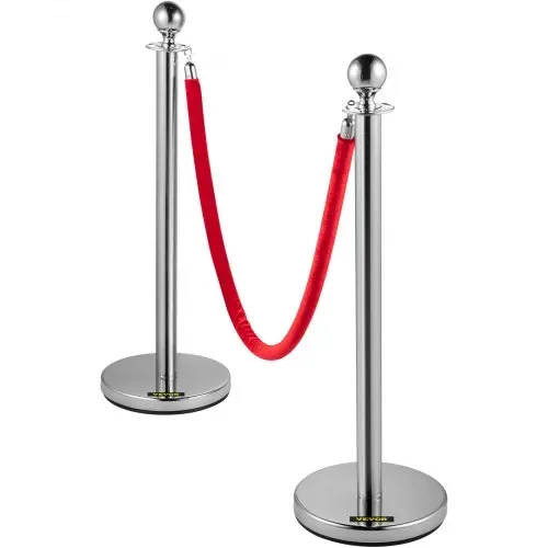 VEVOR Personenleitsystem 8 Ständer, 90 cm Gesamthöhe Absperrung, Abgrenzungsständer Leitpfosten, Absperrständer mit 1,5 M Länge Gürtel für Hochzeit Flughafen, Ständer aus Stahl und Eisen, Silber Rot – Bild 10