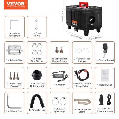 VEVOR 5-8KW Dieselheizung 12 V /24 V All in One Diesel-Luftheizung, mit Bluetooth App Steuerung & Fernbedienung& Anzeigebildschirm & CO-Alarm, schnell aufheizende tragbare Dieselheizung für Fahrzeuge – Bild 6