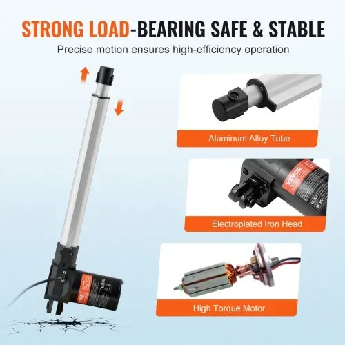 VEVOR 6000N Linear Actuator DC 12V Linearantrieb IP44 Elektrischer Linearmotor 300mm Hublänge Geräuschpegel ≤ 50dB Elektrische Türöffner 5mm/s Fahrgeschwindigkeit Lineartechnik Verstellantrieb – Bild 4