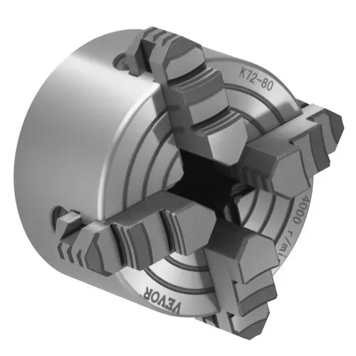 VEVOR 4-Backen-Drehfutter, 80 mm, Spannfutter, 5-80 mm Spannbereich mit T-Schlüssel-Befestigungsschrauben, umkehrbare Backen, HT300-Material, für Holz-Metall-Drehmaschine – Bild 10