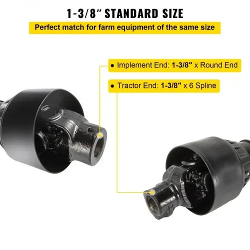 VEVOR Zapfwelle T4 Gelenkwelle, Antriebswelle, 34,9 mm großen 6-Keil-Ende für den Traktor, ausziehbar von 1100 bis 1550 mm, Ideal für Rasenmäher, Freischneider, Bodenfräsen, Düngerstreuer – Bild 2