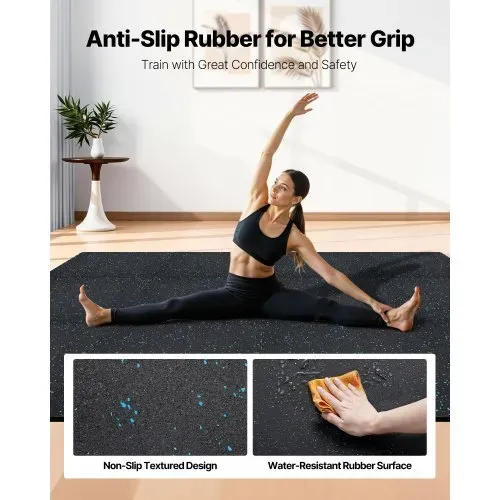 VEVOR 24 x Puzzlematte Bodenschutzmatte 610 x 610 x 10 mm, Hochdichte EVA-Schaumstoffmatte, Ineinandergreifende Fitnessmatte Gymnastikmatte Sportmatte, Trainingsmatte (Schwarz) mit Blauen Punkten – Bild 2