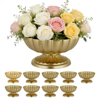 VEVOR 10 Stk. Hochzeitsvasen Tafelaufsatz Blumenvasen für Hochzeit 10 cm Hoch, Metall Tafelaufsatz Vasen mit Blumenständern, Blumenschale Tischdeko für Hochzeiten Party Jubiläumsfeier Zeremonie, Gold VEVOR 10 Stk. Hochzeitsvasen Tafelaufsatz Blumenvasen für Hochzeit 10 cm Hoch, Metall Tafelaufsatz Vasen mit Blumenständern, Blumenschale Tischdeko für Hochzeiten Party Jubiläumsfeier Zeremonie, Gold