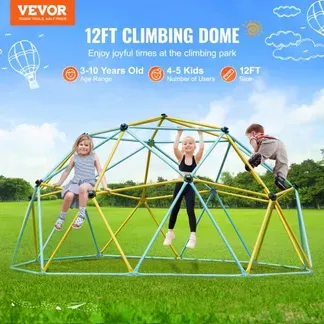 VEVOR Kletterkuppel, 3,66 m geometrisches Kuppel-Kletterspielzentrum für Kinder von 3 bis 10 Jahren, Klettergerüst 340 kg Tragfähigkeit, mit Klettergriff, Outdoor-Spielgerät Garten Hinterhof VEVOR Kletterkuppel, 3,66 m geometrisches Kuppel-Kletterspielzentrum für Kinder von 3 bis 10 Jahren, Klettergerüst 340 kg Tragfähigkeit, mit Klettergriff, Outdoor-Spielgerät Garten Hinterhof