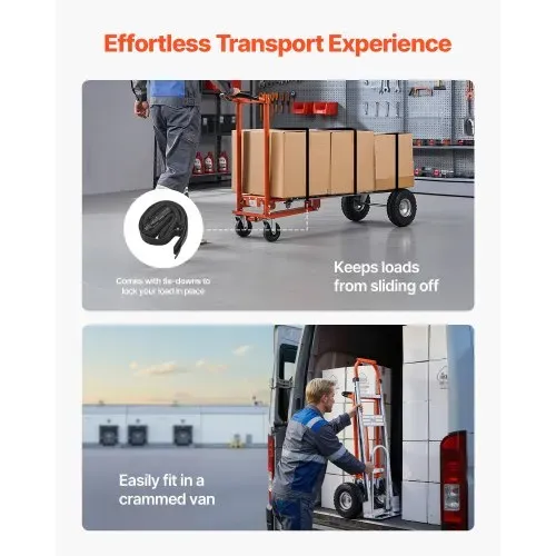 VEVOR 4-in-1-Sackkarre, 453,6 kg Tragkraft im 4-Rad-Modus, umwandelbare Transportkarre mit rutschfestem Griff & Rädern, Handkarre aus Aluminiumlegierung, Transportroller für Umzüge, Büros & Lager – Bild 4