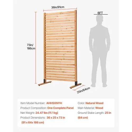 VEVOR Sichtschutz aus Holz, 91x6,3x187 cm, Raumteiler für den Außenbereich, freistehender Raumtrenner, dekorativer Trennwand für die Terrasse, Außentrennwand für Balkon, Terrasse, Rasen, Garten – Bild 6