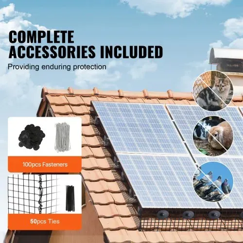VEVOR Vogelschutz für Solarmodule, 15,2 cm x 30,4 m, Taubenabwehr Solaranlagengitter mit 100 Edelstahl-Verschlüssen, Solarmodul-Schutz mit rostfreier PVC-Beschichtung, 12 mm Drahtrollengeflecht – Bild 3