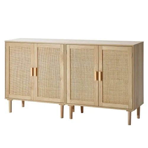 VEVOR Rattanschrank Rattankommode 2 Stk. Aufbewahrungsschrank mit 4 magnetischen Türen, Sideboard Buffetschrank mit verstellbaren Regalen, Ideal für Flur Eingangsbereich Wohnzimmer oder Küche VEVOR Rattanschrank Rattankommode 2 Stk. Aufbewahrungsschrank mit 4 magnetischen Türen, Sideboard Buffetschrank mit verstellbaren Regalen, Ideal für Flur Eingangsbereich Wohnzimmer oder Küche