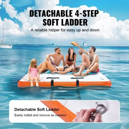 VEVOR Aufblasbares Schwimmdock, 4,57 x 1,82 m, Dockplattform, rutschfeste Wasserschwimmdockmatte mit tragbarer Tragetasche und abnehmbarer Leiter, schwimmende Plattform-Inselfloß für Pool, Strand – Bild 4
