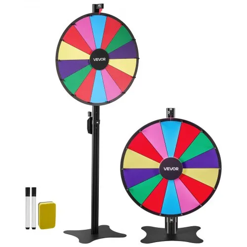 VEVOR Glücksrad Drehrad (61 cm) 14 Slots Glücksrad mit Ständer, höhenverstellbar, Lotteriespiele Gewinn-Roulette mit Tafelschwamm & 2 Markern, 6 Farben, ideal für Party Kneipe Messe VEVOR Glücksrad Drehrad (61 cm) 14 Slots Glücksrad mit Ständer, höhenverstellbar, Lotteriespiele Gewinn-Roulette mit Tafelschwamm & 2 Markern, 6 Farben, ideal für Party Kneipe Messe