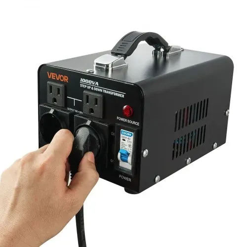 VEVOR Spannungswandler-Transformator, 1000 VA, Aufwärts-/Abwärts-Leistungstransformator, Konvertierung von 110 V auf 220 V & von 220 V auf 110 V, mit US-& EU-Steckdosen, Netzkabel, Schutzschalter – Bild 10