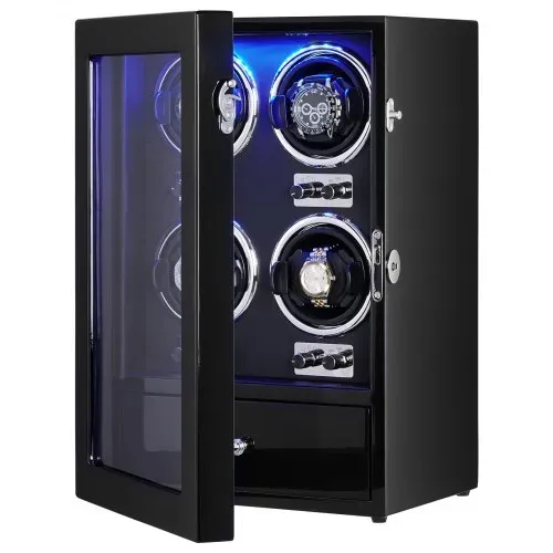 VEVOR Uhrenbeweger, Automatik-Uhrenbeweger, Watch Winder, Uhrenbeweger für Automatikuhren, Automatischer Uhrenbeweger mit Platz für 4 Uhren, LED Beleuchtung, 150–207 mm Einstellbar Riemenlänge – Bild 10