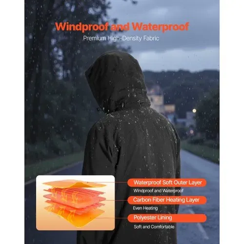 VEVOR Beheizte Jacke für Herren mit 7,4-V-Akku, elektrischer Softshell-Heizmantel, winddichte, Heizjacke, leichte Oberbekleidung mit 5 Heizzonen und 3 Heizstufen, maschinenwaschbar, L – Bild 3