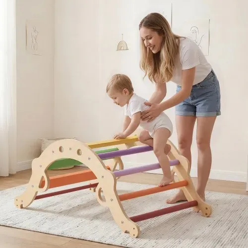 VEVOR Kletterdreieck, 9-in-1 Kletterspielzeug, mit Xylophon, Kissen, Kletterdreieck, Rutsche & Kletterbogen, bis 68 kg Belastbar, Montessori Indoor Spielset für Kinder im Alter von 1 bis 3 Jahren – Bild 7