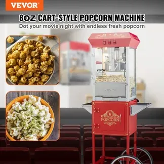 VEVOR Popcornmaschine Popcornautomat Popcorngerät mit Wagen 850 W Popcornmaschine 8 oz Kessel für 48 Tassen pro Ladung, Popcornmaschine mit gehärtetem Glas, inkl. 4 Schaufeln, Kino-Stil, rot VEVOR Popcornmaschine Popcornautomat Popcorngerät mit Wagen 850 W Popcornmaschine 8 oz Kessel für 48 Tassen pro Ladung, Popcornmaschine mit gehärtetem Glas, inkl. 4 Schaufeln, Kino-Stil, rot
