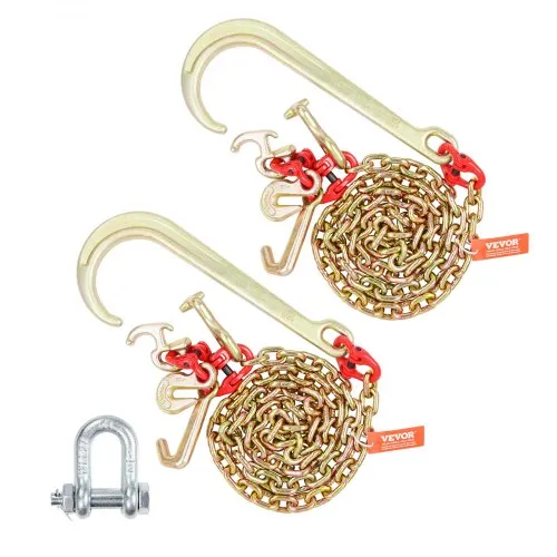 VEVOR J-Haken-Kette, 2 Stück 5/16 Zoll x 6 Fuß G80 15 Zoll langer Schaft J-Haken-Abschleppkette mit RTJ-Clusterhaken und Greifhaken, 5400 lbs Arbeitslast, Hochleistungs-Transport-LKW-Kette zum Abschleppen von Abschleppanhängern VEVOR J-Haken-Kette, 2 Stück 5/16 Zoll x 6 Fuß G80 15 Zoll langer Schaft J-Haken-Abschleppkette mit RTJ-Clusterhaken und Greifhaken, 5400 lbs Arbeitslast, Hochleistungs-Transport-LKW-Kette zum Abschleppen von Abschleppanhängern