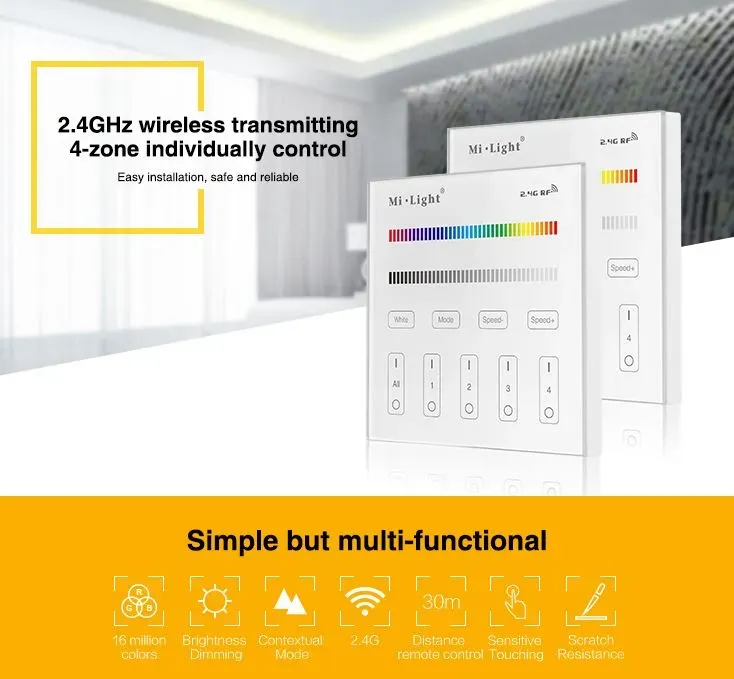 MiBoxer T3 LED Fernbedienung Smart Panel RGB/RGB-W 4 Zonen – Bild 3