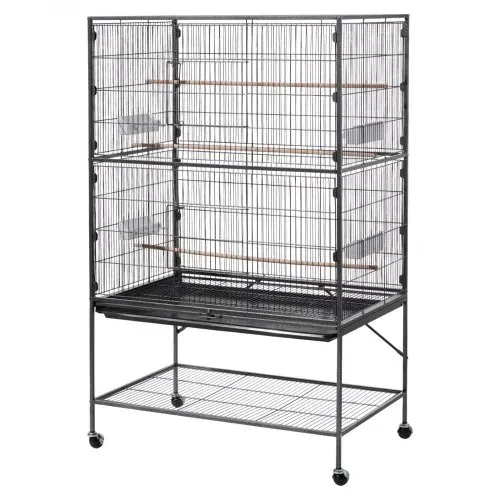 VEVOR Vogelkäfig, 930x580x1510 mm, Vogelvoliere aus Schmiedeeisen mit Sitzstangen, Futterschale & Kunststofffutternäpfen, Vogelhaus für Blaumeise, Nymphensittich, Kanarienvogel, Mönchssittich – Bild 9
