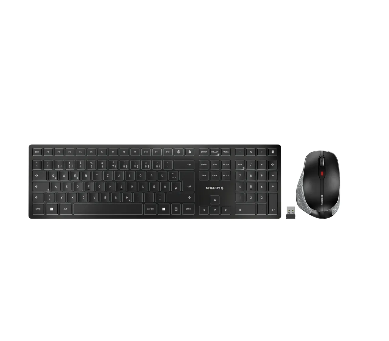 CHERRY DW 9500 SLIM Tastatur Maus enthalten Universal RF Wireless + Bluetooth QWERTZ Deutsch Schwarz, Grau CHERRY DW 9500 SLIM Tastatur Maus enthalten Universal RF Wireless + Bluetooth QWERTZ Deutsch Schwarz, Grau