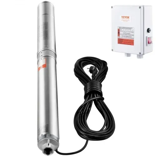 VEVOR Tiefbrunnen-Tauchpumpe, 2200 W, 230 V, 9,8 m³/h Durchfluss, 144 m Förderhöhe, mit 19,4 m Kabel und externer Steuerbox, Edelstahl-Wasserpumpen für industrielle Bewässerung und den Heimgebrauch, IP68 wasserdicht – Bild 8