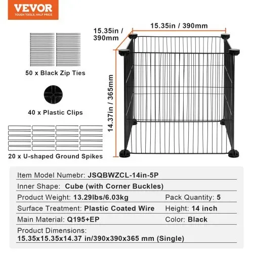 VEVOR 5er-Pack Pflanzenschutz vor Tieren, 15,35 x 15,35 Zoll Pflanzenschutz aus Hühnerdraht, Pflanzenkäfige für Pflanzen im Freien, Blumen und Gemüse, hält Hasen, Hühner und Eichhörnchen fern, 20-teiliges Metallgeflecht – Bild 6