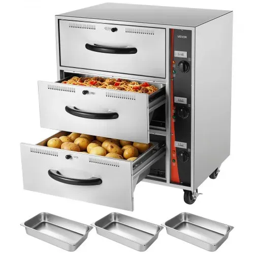 VEVOR kommerzieller elektrischer Schubladenwärmer, Speisenwärmer aus Edelstahl mit 3 Schubladen, großer Temperaturbereich von 30–85 °C, für Restaurants, Hotelbuffets und Bäckereien VEVOR kommerzieller elektrischer Schubladenwärmer, Speisenwärmer aus Edelstahl mit 3 Schubladen, großer Temperaturbereich von 30–85 °C, für Restaurants, Hotelbuffets und Bäckereien