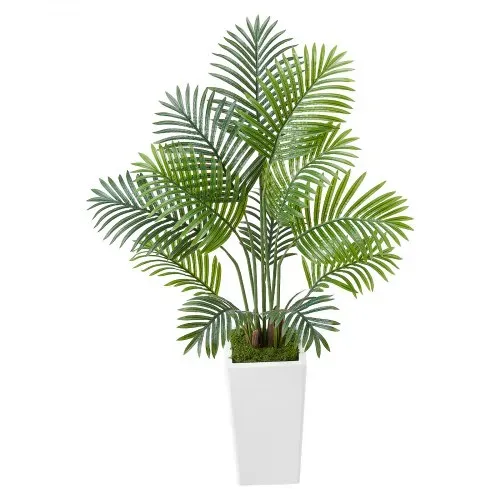 VEVOR Künstliche Areca-Palmen, 1,2 m, 2er-Pack Kunstpalmen, tropische Pflanzen mit weißem Pflanzgefäß, Kunstseidenpflanze im Topf, Kunstbaum für Veranden, Wohnzimmer, Terrassen, Zuhause, Büro – Bild 9